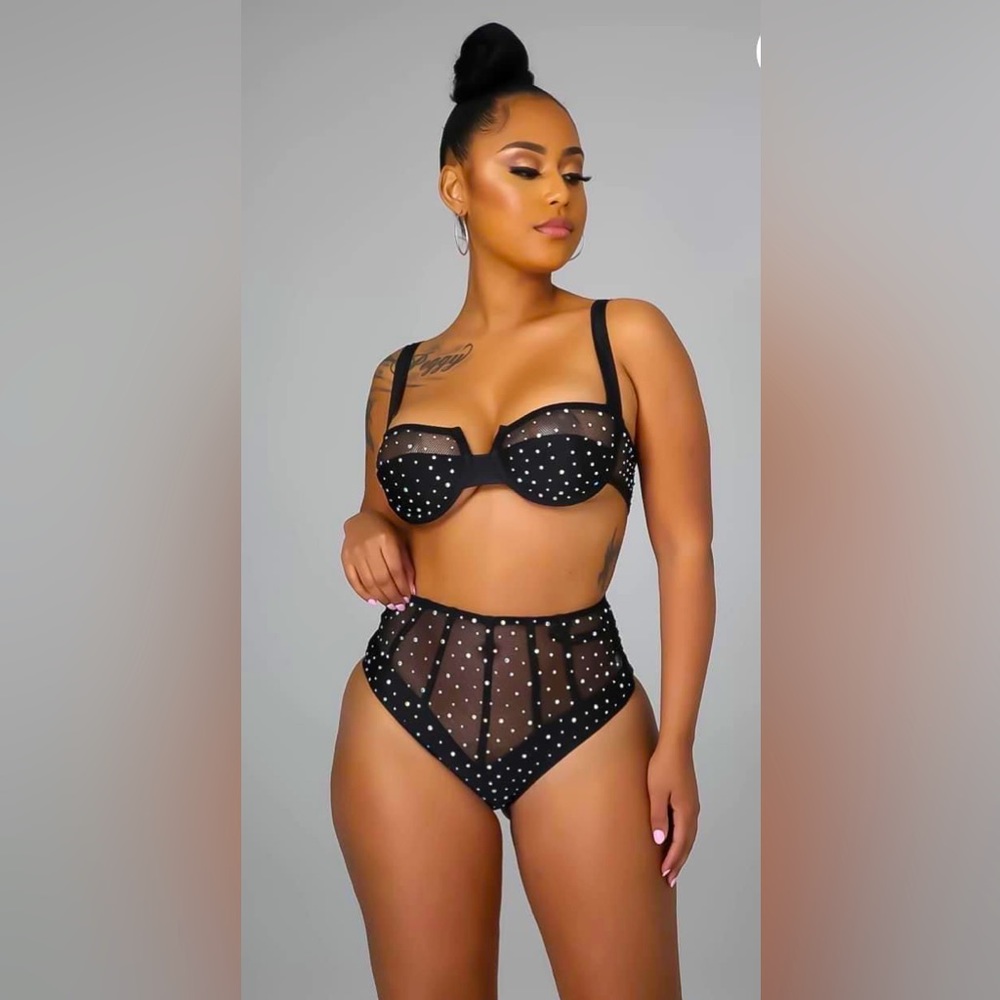 Rhinestone lingerie set
